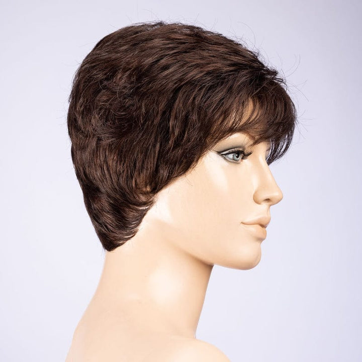 Dot Wig by Ellen Wille | Synthetic Wig (Mono Crown) Ellen Wille Synthetic Dark Chocolate Mix | Dark Brown base w/ Light Reddish Brown highlights / Front: 2.5” | Crown: 2.5” | Sides: 1.5” | Nape: 1.5” / Petite / Average