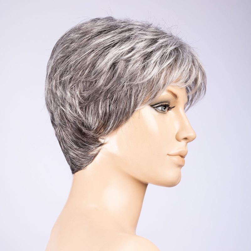 Dot Wig by Ellen Wille | Synthetic Wig (Mono Crown) Ellen Wille Synthetic Salt/Pepper Mix | Light Natural Brown w/ 75% Gray Medium Brown w/ 70% Gray & Pure White blend / Front: 2.5” | Crown: 2.5” | Sides: 1.5” | Nape: 1.5” / Petite / Average