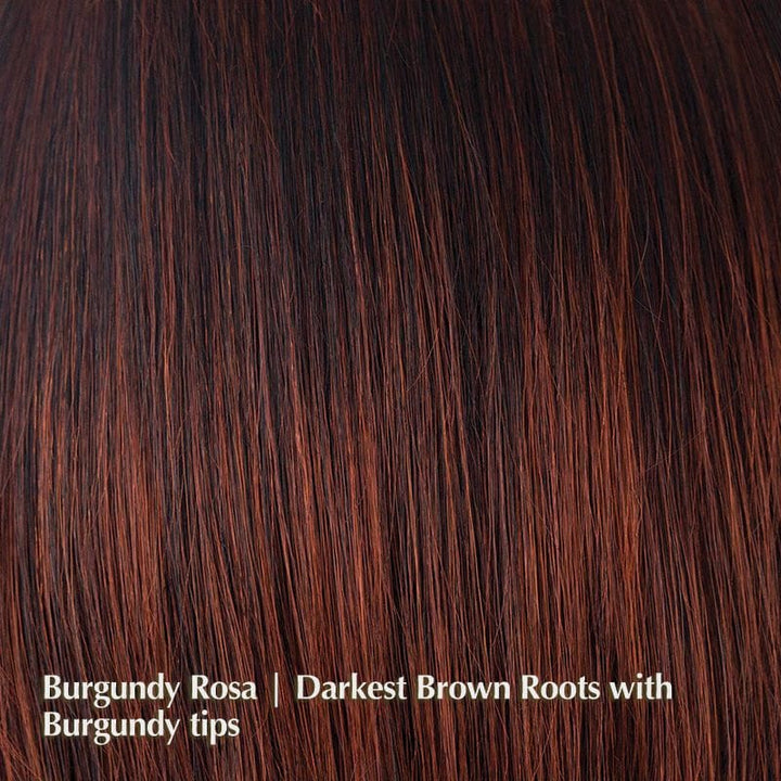 Drew Wig by Noriko | Short Synthetic Wig (Basic Cap) Noriko Synthetic Burgundy Rosa | Darkest Brown Roots with Burgundy tips / Front: 2.8" | Crown: 3.4" | Nape: 2.4" / Petite / Average