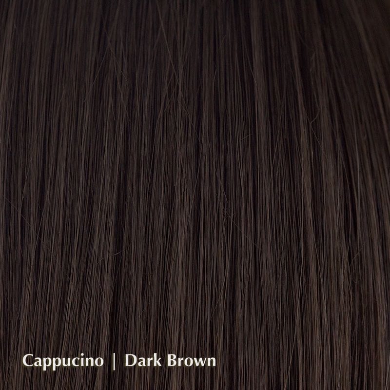Drew Wig by Noriko | Short Synthetic Wig (Basic Cap) Noriko Synthetic Cappucino | Dark Brown / Front: 2.8" | Crown: 3.4" | Nape: 2.4" / Petite / Average