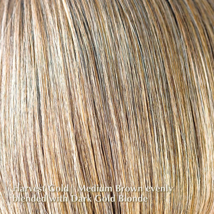 Drew Wig by Noriko | Short Synthetic Wig (Basic Cap) Noriko Synthetic Harvest Gold | Medium Brown evenly blended with Dark Gold Blonde / Front: 2.8" | Crown: 3.4" | Nape: 2.4" / Petite / Average