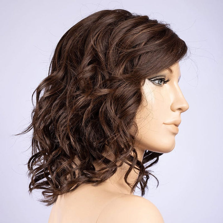 Eclat Wig by Ellen Wille | Heat Friendly Synthetic Lace Front Wig (Mono Top Ellen Wille Heat Friendly Synthetic Dark Chocolate Mix / Front: 4.5" | Crown: 10" | Sides: 9.25" | Nape: 9" / Petite