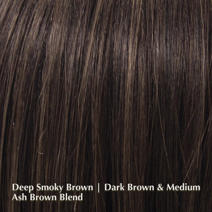 Eden Wig by Noriko | Synthetic Lace Front Wig (Mono Part) Noriko Synthetic Deep Smoky Brown | Blend of Dark Brown and Medium Ash Brown / Bang: 7.48” | Sides: 5.9” | Crown: 7.08” | Nape: 1.96” | Back: 7.08” / Average