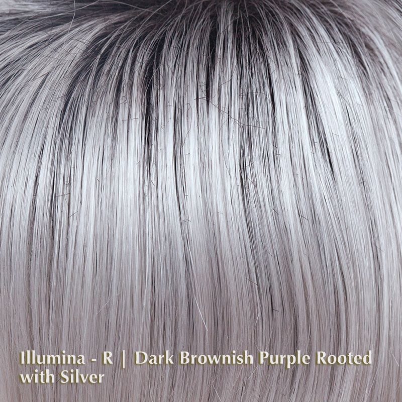 Eden Wig by Noriko | Synthetic Lace Front Wig (Mono Part) Noriko Synthetic Illumina-R | Dark Brownish Purple Rooted with Silver / Bang: 7.48” | Sides: 5.9” | Crown: 7.08” | Nape: 1.96” | Back: 7.08” / Average