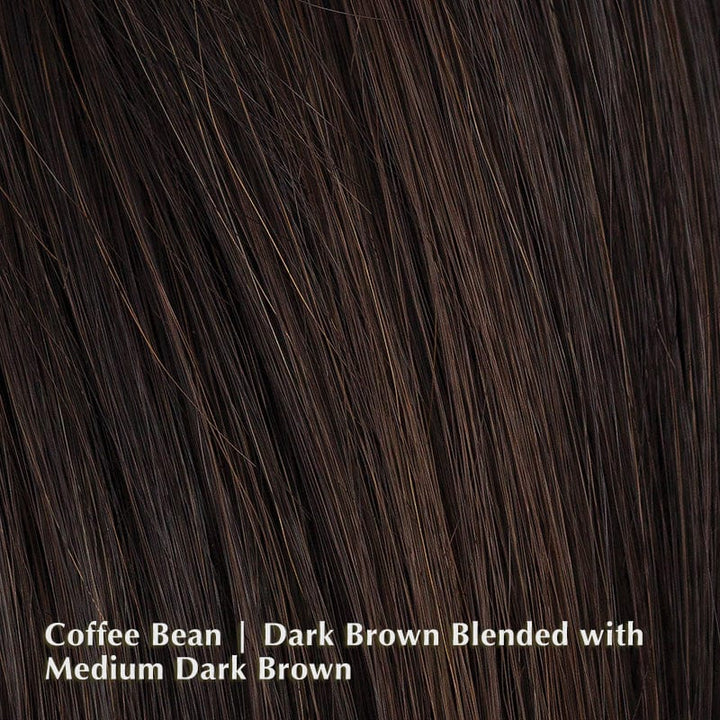 Ensley TP Wig by Rene of Paris | Synthetic Hair Topper (Mono Part) Rene of Paris Hair Toppers Coffee Bean | Dark Brown blended with Medium Dark Brown / Front: 6.75" | Crown: 6.5" | Side: 6.5" | Back: 6.5" | Nape: 15" / Large Area