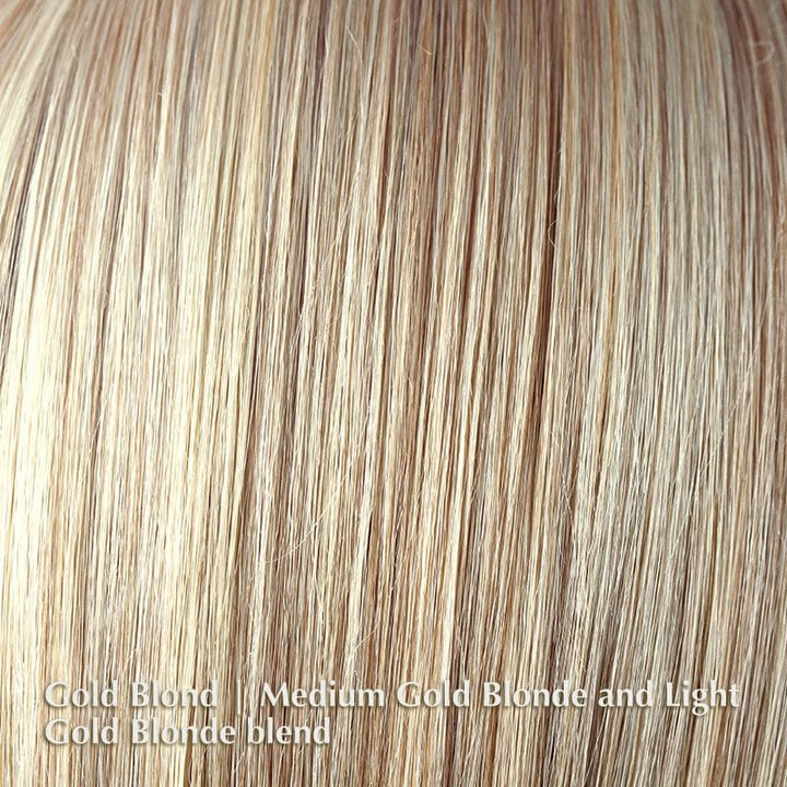 Erin Wig by Amore | Synthetic Wig (Mono Top) Amore Synthetic Gold Blond | Medium Gold Blonde and Light Gold Blonde blend / Fringe: 3.5" | Crown: 8.5" | Nape: 2" / Average