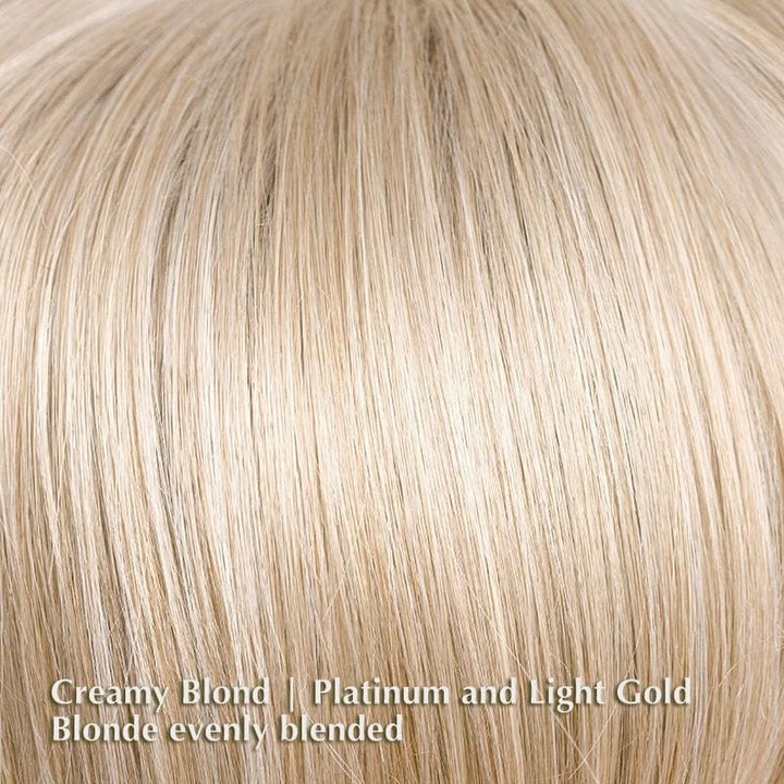 Eva Wig by Noriko | Synthetic Wig (Basic Cap) Noriko Synthetic Creamy Blond | Platinum and Light Gold Blonde evenly blended / Front: 5" | Crown: 4.5" | Nape: 2" / Petite / Average