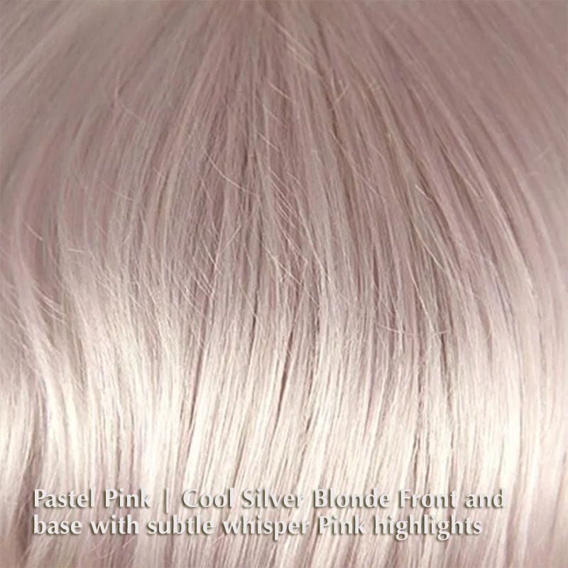Evanna Wig by Rene of Paris | Synthetic Lace Front Wig (Mono Part) Rene of Paris Synthetic Pastel Pink | Cool Silver Blonde Front and base with subtle whisper Pink highlights / Length: 11.5" / Average