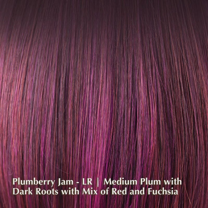 Faith Wig by Noriko | Synthetic Lace Front Wig (Mono Part) Noriko Synthetic Plumberry Jam-LR | Medium Plum with Dark Roots with Mix of Red and Fuchsia / Bang 11.02" | Crown: 8.85" | Nape: 1.96" / Average