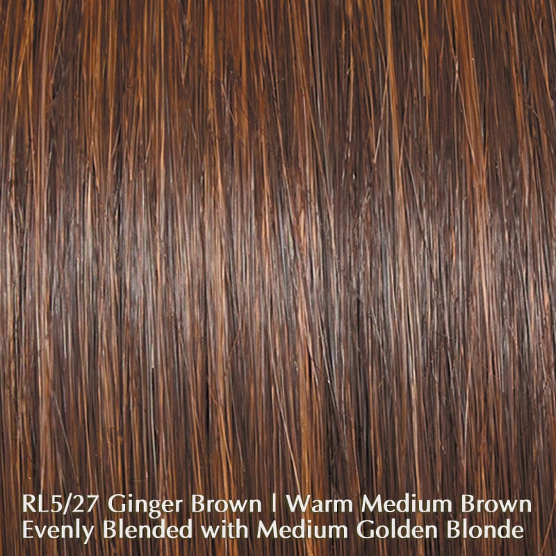 Fanfare by Raquel Welch | Heat Friendly | Synthetic Lace Front Wig (Mono Top) Raquel Welch Heat Friendly Synthetic RL5/27 Ginger Brown / Front: 3.5" | Crown: 5.5" | Side: 3" | Back: 3" | Nape: 2.5" / Average