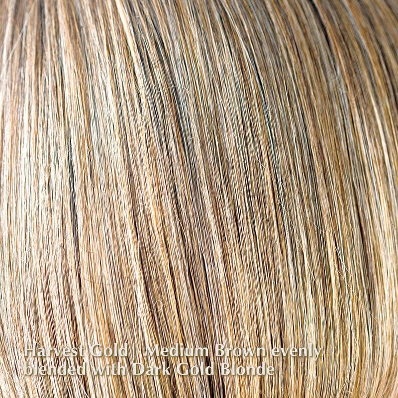 Fringe Flair Bangs by Amore | Synthetic Bang (Mono Part) Amore Bangs & Fringes Harvest Gold | Medium Brown evenly blended with Dark Gold Blonde / Front 4.5" | Crown 8" | Sides 9.5" / Small Area