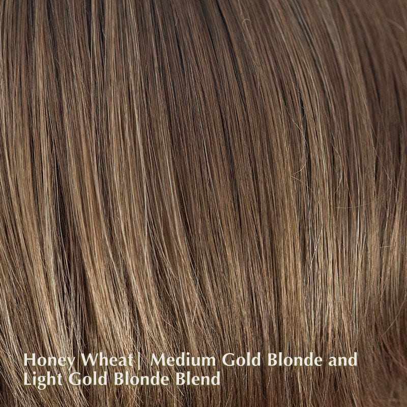 Gia Wig by Rene of Paris | Synthetic Wig (Basic Cap) Rene of Paris Synthetic Honey Wheat | Medium Gold Blonde and Light Gold Blonde Blend / Bangs: 6" | Top: 3.25" | Nape: 2" / Average