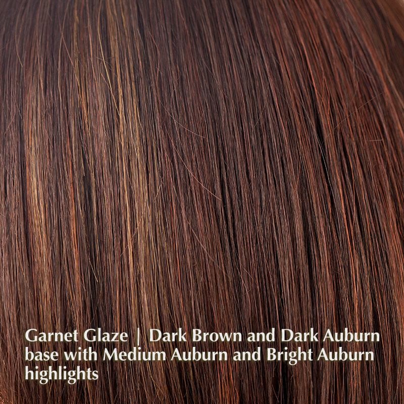 Hailey Wig by Noriko | Synthetic Wig (Basic Cap) Noriko Synthetic Garnet Glaze | Dark Brown and Dark Auburn base with Medium Auburn and Bright Auburn highlights / Front: 7.15" | Crown: 8.25" | Nape: 2.35" / Average