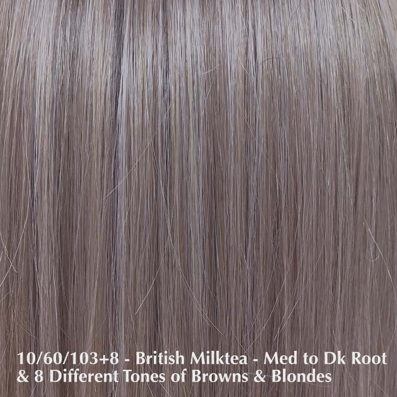 Hand-Tied Dalgona 16 Wig By Belle Tress | Synthetic Heat Friendly Wig | 100% Hand Tied Lace Front Belle Tress Heat Friendly Synthetic British Milktea | Medium to darker root color with a mixture of 8 different tones of browns and blondes to create the perfect milk tea color / Sides: 10
