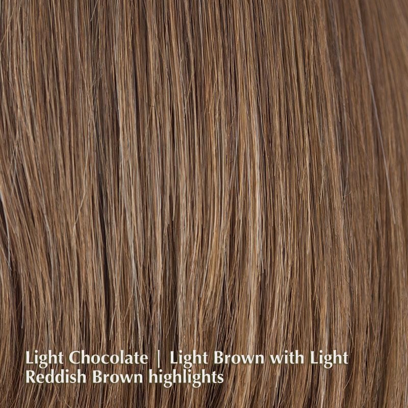 Hayden Wig by Amore | Synthetic Wig (Mono Top) Amore Synthetic Light Chocolate | Light Brown with Light Reddish Brown highlights / Fringe: 7" | Crown: 9.8"-11” | Nape: 9.8” / Average