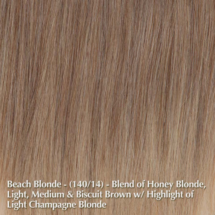 Human Hair Lace Front Mono Top 18" Topper By Belle Tress Belle Tress Hair Toppers Beach Blonde - (140/14) - A blend of honey blonde, light blonde, medium blonde, biscuit brown with the highlight of light champagne blonde. / Side Bangs: 8.5” | Back: 14" - 18” | Base: 6.75" W x 6.5” L / Large Area