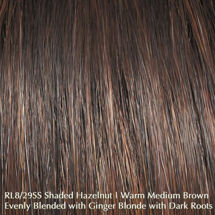 Influence Elite by Raquel Welch | Heat Friendly | Synthetic Wig (Mono Top) Raquel Welch Heat Friendly Synthetic SS8/29 Shaded Hazelnut / Front: 3.25" | Crown: 9.25" | Side: 5.75" | Back: 7.5" | Nape: 2.25" / Petite / Average