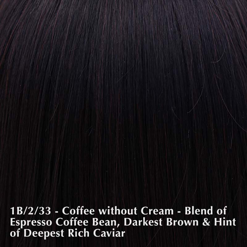 Lace Front Mono Top Bangs 19" by Belle Tress Belle Tress Bangs & Fringes Coffee without Cream | 1B/2/23 | Blend of espresso coffee bean darkest brown & hint of deepest rich caviar / Base: 7"W x 6.875”L | Bangs: 4" | Side: 15" | Back: 15"-19"