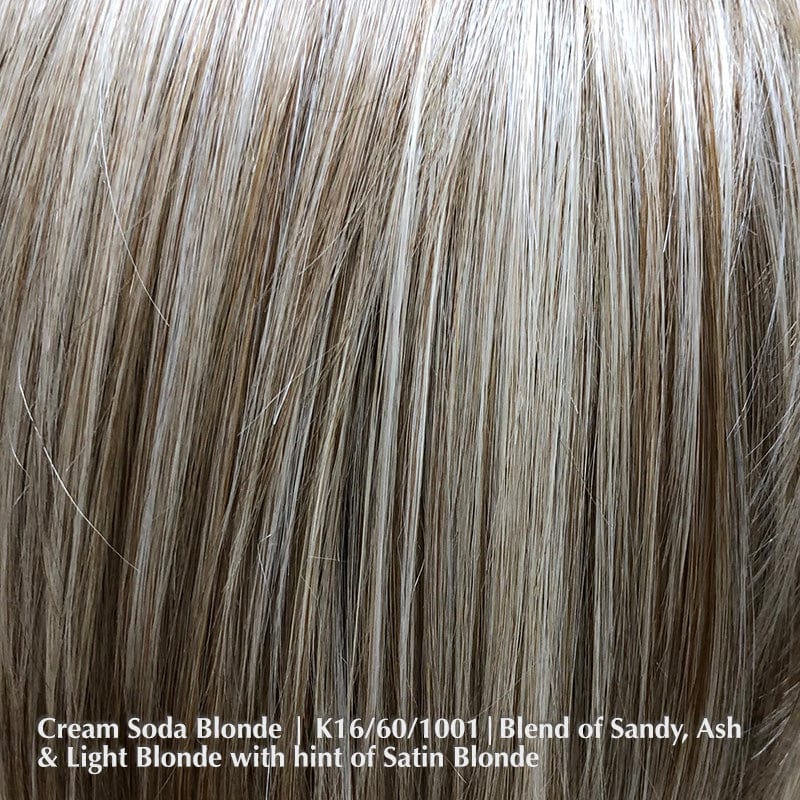 Lace Front Mono Top Bangs 19" by Belle Tress Belle Tress Bangs & Fringes Cream Soda Blonde | K16/60/1001 | Blend of sandy ash & light blonde w/ hint of satin blonde / Base: 7"W x 6.875”L | Bangs: 4" | Side: 15" | Back: 15"-19"