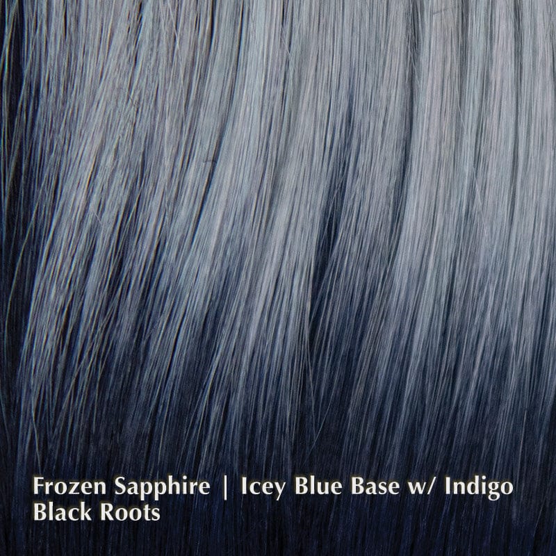 Lavish Wavez Wig by Muse Collection | Heat Friendly Synthetic Lace Front Wig (Mono Part) Rene of Paris Synthetic Frozen Sapphire | Dark Brown base with Gray and Blue Mix / Fringe: 15.5” | Crown: 19” | Nape: 17.5” / Average