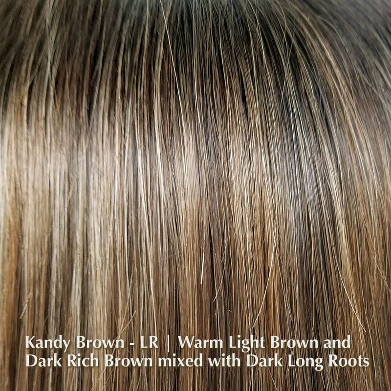 Malibu by Noriko | Synthetic Hair Topper (Mono Top) Noriko Hair Toppers Kandy Brown-LR | Warm Light Brown and Dark Rich Brown mixed with Dark Long Roots / Fringe: 5.9” | Crown: 9.4” / Average