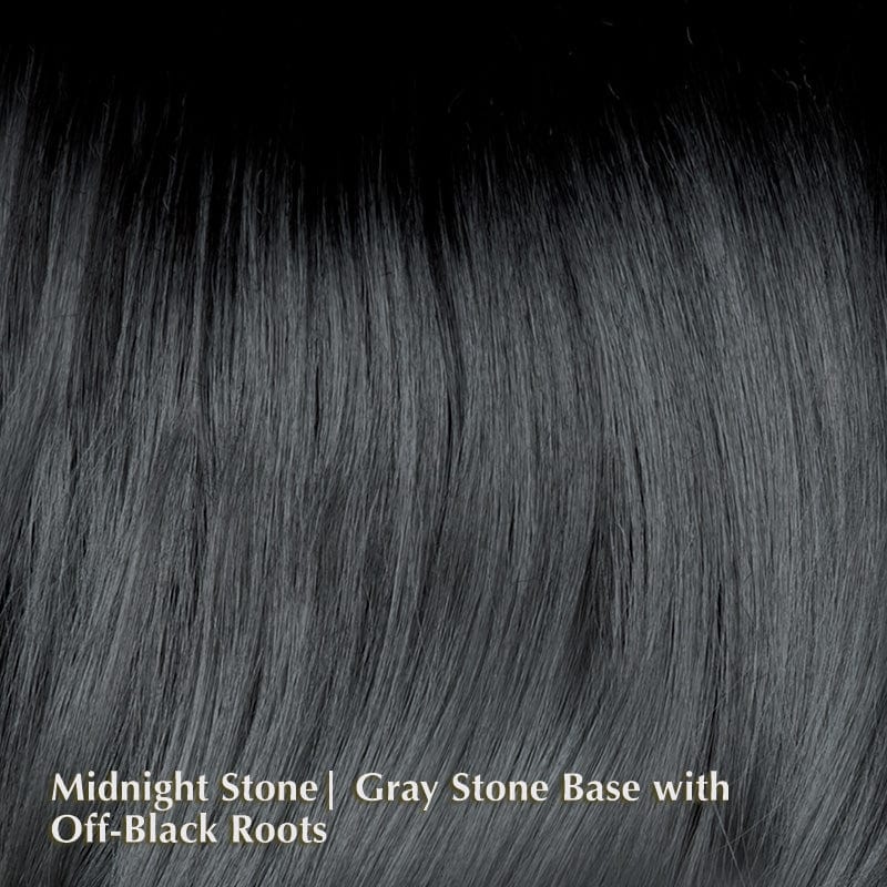 Mod Sleek Wig by Muse Collection | Heat Friendly | Synthetic Lace Front Wig (Mono Part) Rene of Paris Synthetic Midnight Stone | Gray Stone base with Off-Black Roots | / Fringe: 4.5" | Crown: 14.5" | Side: 11.5" | Back: 15" | Nape: 6.5" / Average