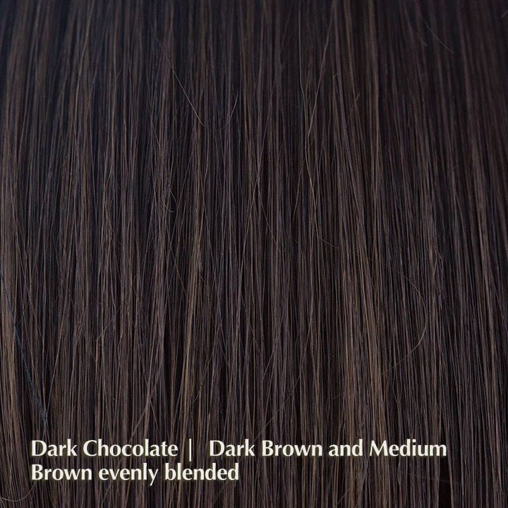 Nima Wig by Noriko | Synthetic Wig (Basic Cap) Noriko Wigs Dark Chocolate | Dark Brown and Medium Brown evenly blended / Fringe: 3.9"-5.5” | Crown: 7.1” | Nape: 2” / Average