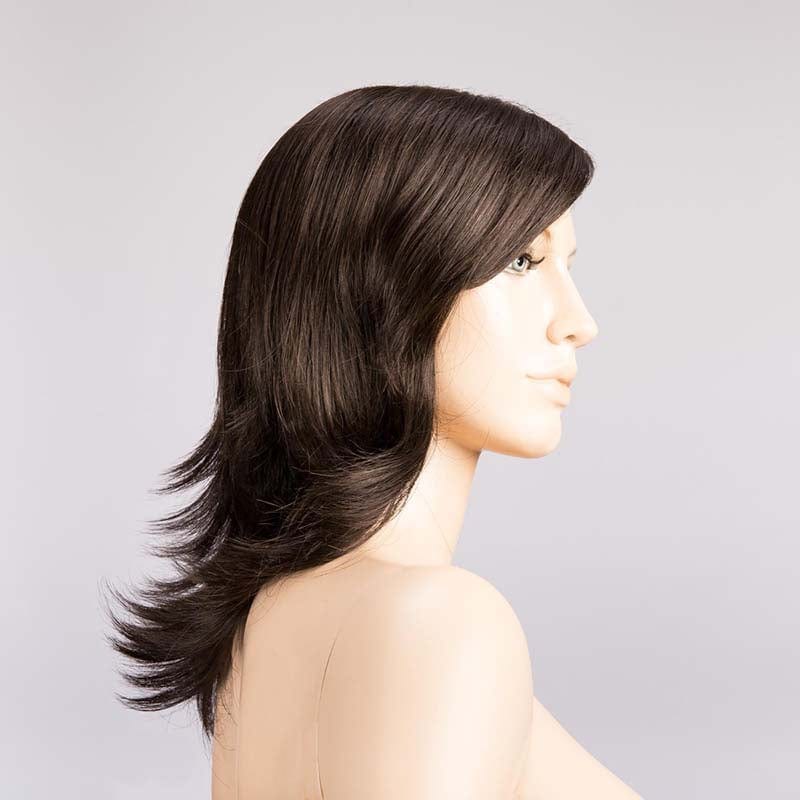 Ocean Wig by Ellen Wille | Synthetic Wig (Mono Part) Ellen Wille Synthetic Espresso Mix / Front: 5" |  Crown: 8" |  Sides: 8.5" |  Nape: 9" / Petite / Average