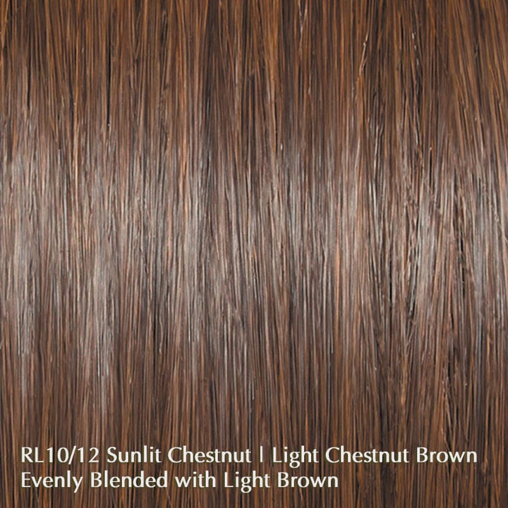 On In 10 by Raquel Welch | Heat Friendly | Synthetic Wig (Basic Cap) Raquel Welch Heat Friendly Synthetic RL10/12 Sunlit Chestnut / Front: 7" | Crown: 7.5" | Side: 7" | Back: 8" | Nape: 3.75" / Average