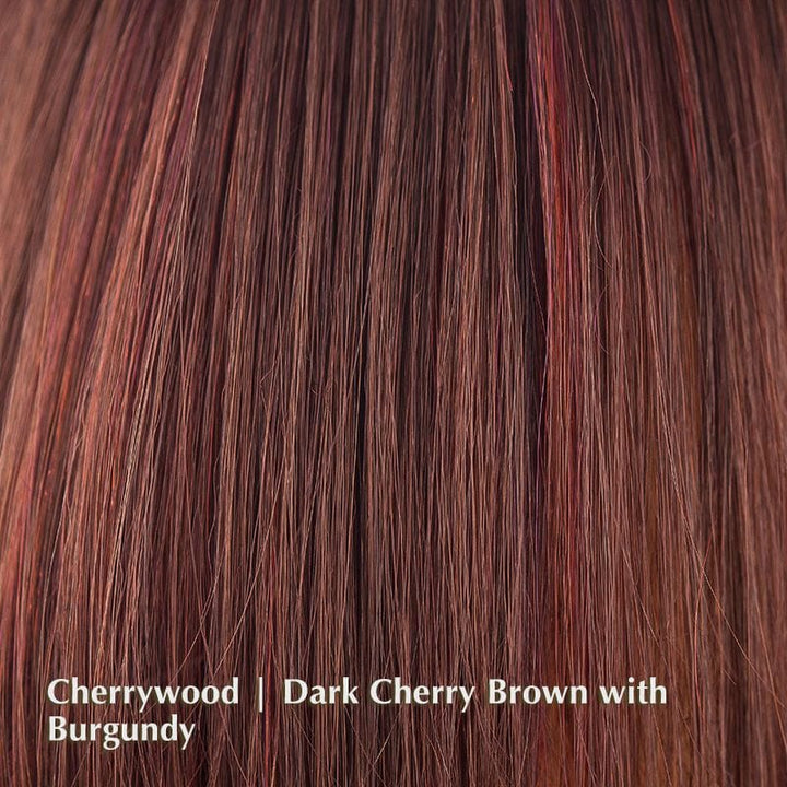 Reese Large Wig by Noriko | Synthetic Wig (Basic Cap) Noriko Wigs Cherrywood | Dark Cherry Brown with Burgundy / Front: 5.3" | Crown: 5.7" | Nape: 4" / Large