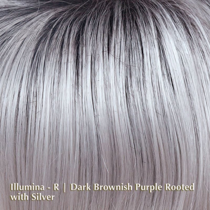 Reese PM Wig by Noriko | Synthetic Wig (Mono Part) Noriko Synthetic Illumina-R | Dark Brownish Purple Rooted with Silver / Fringe: 6.1" | Crown: 5.5" | Nape: 4.1" / Average