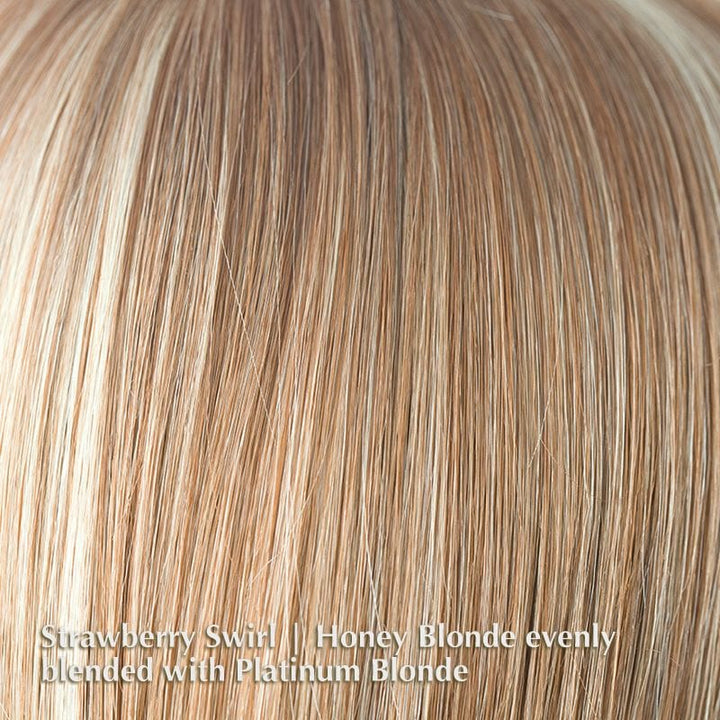 Roni Wig by Noriko | Synthetic Wig (Basic Cap) Noriko Wigs Strawberry Swirl | Honey Blonde evenly blended with Platinum Blonde / Front: 4.6" | Crown: 4.4" | Nape: 2" / Petite / Average