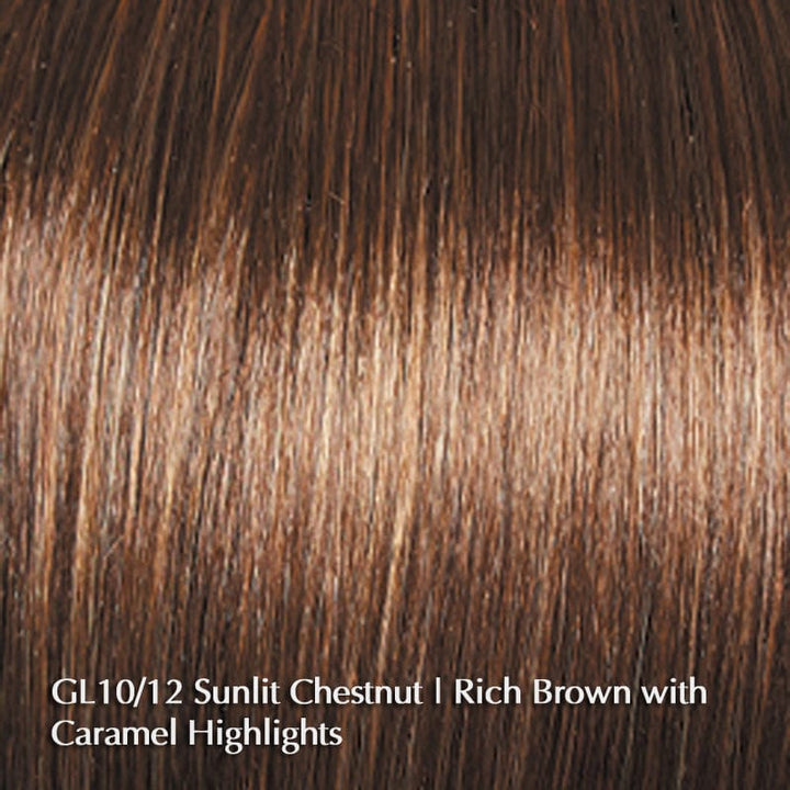 Royal Tease by Gabor | Synthetic Lace Front Wig (Basic Cap) Gabor Synthetic GL 10-12 Sunlit Chestnut / Front: 3.75" | Side: 2.5" | Back: 3.5" | Crown: 4" | Nape: 2.5" / Average