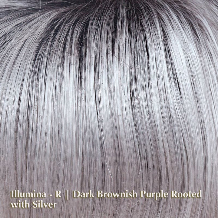 Scorpio Partial Mono Wig by Rene of Paris | Synthetic Wig (Mono Part) Rene of Paris Synthetic Illumina-R | Dark Brownish Purple Rooted with Silver / Fringe: 3.5" | Crown: 6.25-9.75" | Nape: 2.25" / Average