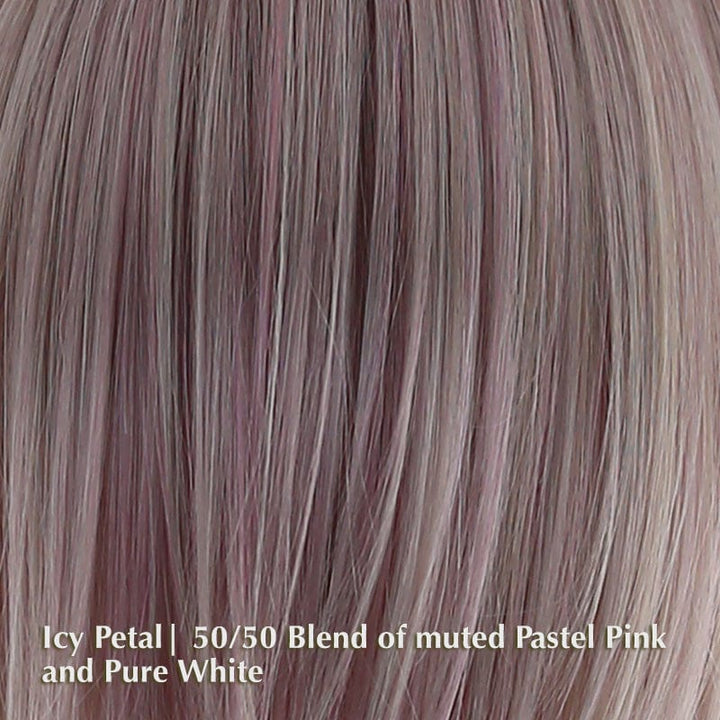 Silky Sleek Wig by Rene of Paris | Heat Friendly Synthetic Wig (Basic Cap) Rene of Paris Heat Friendly Synthetic Icy Petal | 50/50 Blend of Muted Pastel Pink and Pure White / Front: 6" | Crown: 10" | Side: 9" | Back: 7.5" | Nape: 4.5" / Average