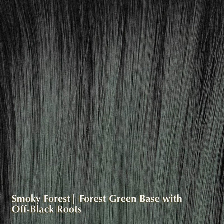 Silky Sleek Wig by Rene of Paris | Heat Friendly Synthetic Wig (Basic Cap) Rene of Paris Heat Friendly Synthetic Smoky Forest | Forest Green base with Off-Black Roots / Front: 6" | Crown: 10" | Side: 9" | Back: 7.5" | Nape: 4.5" / Average