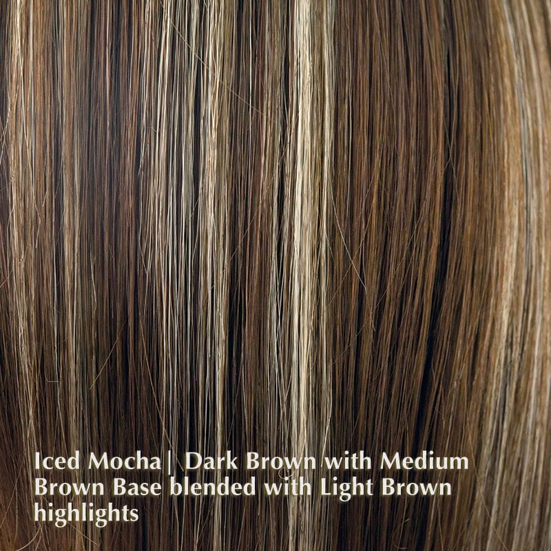 Tatum Wig by Amore | Synthetic Wig (Mono Top) Amore Synthetic Iced Mocha | Dark Brown with Medium Brown Base blended with Light Brown highlights / Front: 3.5" | Crown: 13" | Nape: 6.5" / Average