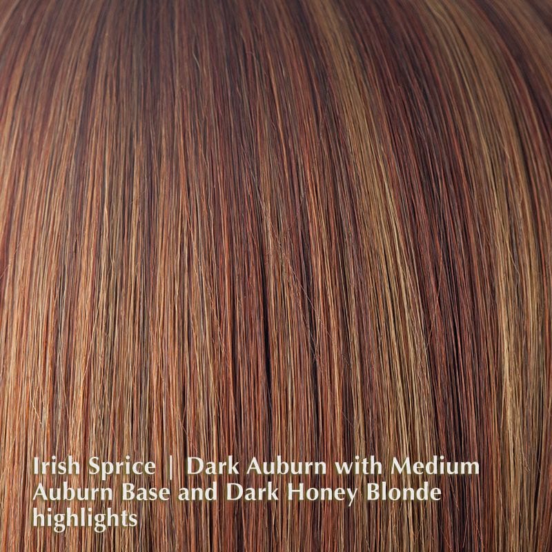 Tatum Wig by Amore | Synthetic Wig (Mono Top) Amore Synthetic Irish Spice | Dark Auburn with Medium Auburn Base and Dark Honey Blonde highlights / Front: 3.5" | Crown: 13" | Nape: 6.5" / Average