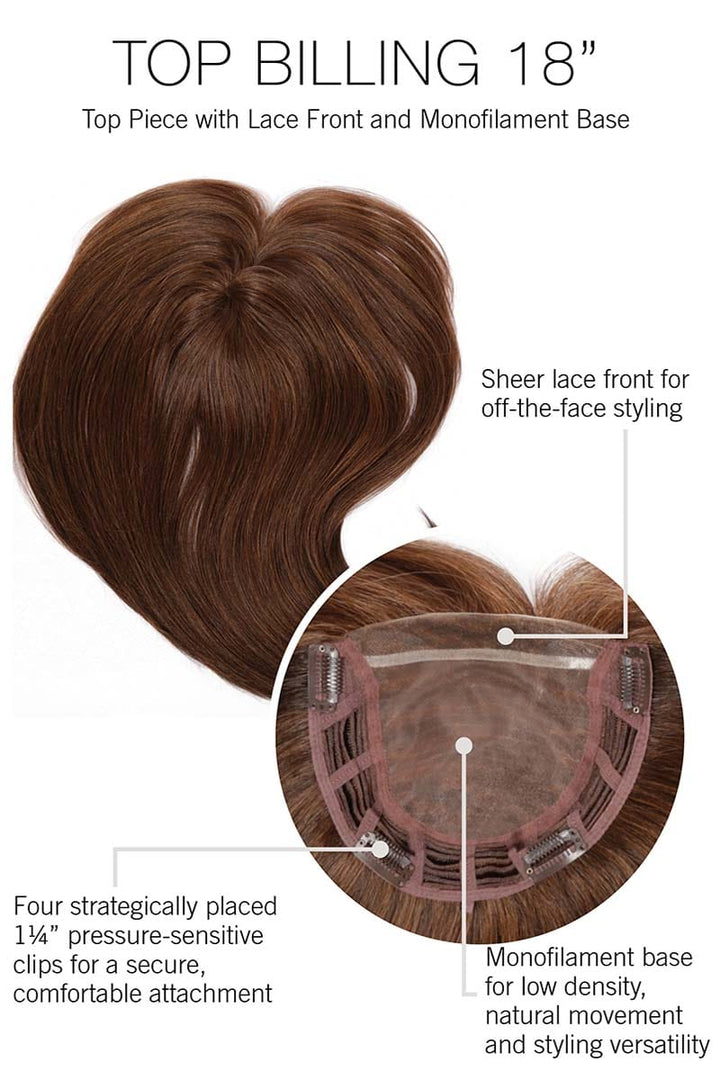 Top Billing 18" Topper by Raquel Welch | Heat Friendly Synthetic |  Lace Front Hair Topper (Mono Top) Raquel Welch Hair Toppers