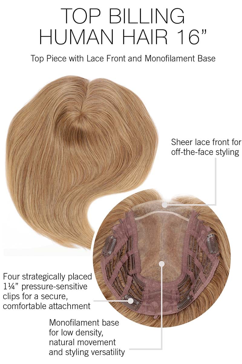 Top Billing Human Hair Topper 16″ by Raquel Welch | Heat Friendly (Mon