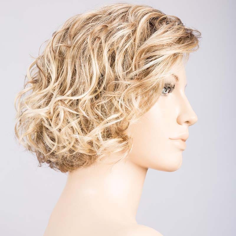 Turn Wig by Ellen Wille | Synthetic Lace Front Wig (Mono Part) Ellen Wille Synthetic Caramel Rooted | Medium Gold Blonde and Light Gold Blonde Blend with Light Brown Roots / Front: 6" | Crown: 8" | Sides: 6" | Nape: 3" / Petite / Average