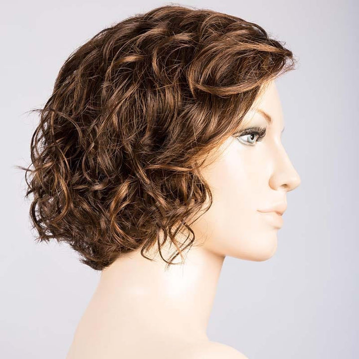 Turn Wig by Ellen Wille | Synthetic Lace Front Wig (Mono Part) Ellen Wille Synthetic Chocolate Mix | Medium to Dark Brown base w/ Light Reddish Brown highlights / Front: 6" | Crown: 8" | Sides: 6" | Nape: 3" / Petite / Average