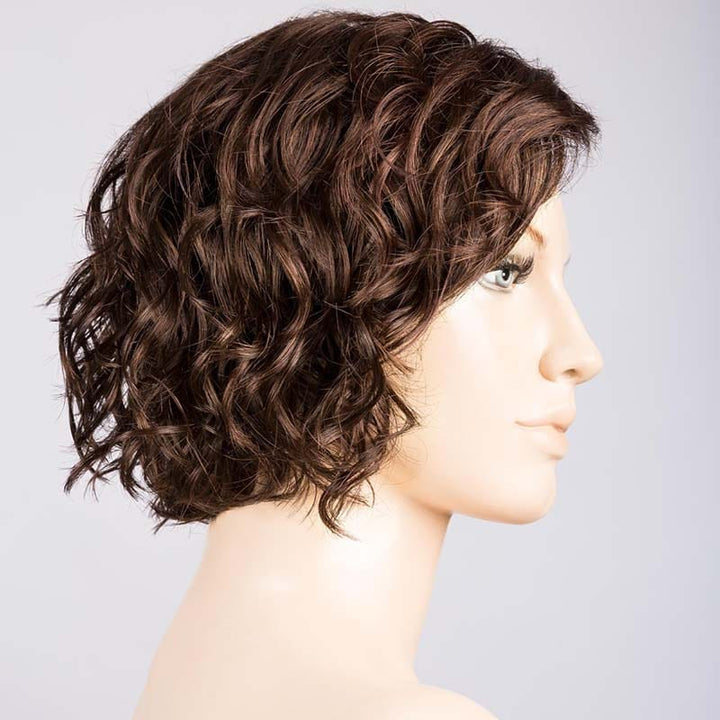 Turn Wig by Ellen Wille | Synthetic Lace Front Wig (Mono Part) Ellen Wille Synthetic Dark Chocolate | Dark Brown base with Light Reddish Brown highlights with Dark Roots / Front: 6" | Crown: 8" | Sides: 6" | Nape: 3" / Petite / Average