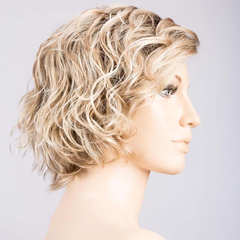 Turn Wig by Ellen Wille | Synthetic Lace Front Wig (Mono Part) Ellen Wille Synthetic Sandy Blonde Rooted | Medium Honey Blonde Light Ash Blonde and Lightest Reddish Brown blend with Dark Roots / Front: 6" | Crown: 8" | Sides: 6" | Nape: 3" / Petite / Average