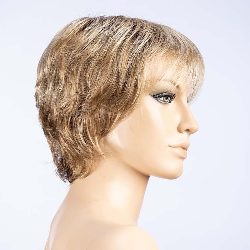 Vanity Wig by Ellen Wille | Synthetic Lace Front Wig | Double Mono Top Ellen Wille Synthetic SANDY BLONDE ROOTED 16.22.14 | Medium Honey Blonde Light Ash Blonde and Lightest Reddish Brown Blend with Dark Roots / Front: 3.5” | Crown: 4" | Sides: 3" | Nape: 3.5" / Petite / Average