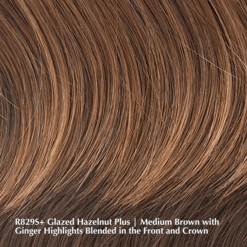 Whisper by Raquel Welch | Short Synthetic Wig (Basic Cap) Raquel Welch Synthetic R829S+ Glazed Hazelnut / Front: 3.75" | Crown: 3" | Side: 2.75" | Back: 2.5" | Nape: 1.5" / Average