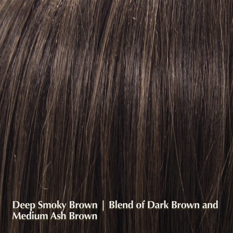 Zion Wig by Noriko | Synthetic Lace Front Wig (Mono Part) Noriko Synthetic Deep Smoky Brown | Blend of Dark Brown and Medium Ash Brown / Bang: 8.26” | Sides: 7.87” | Crown: 9.05” | Nape: 3.93” | Back: 9.05” / Average